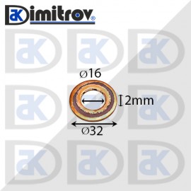 Дифтунга Ø 16 х Ø 32 х 2 mm медна